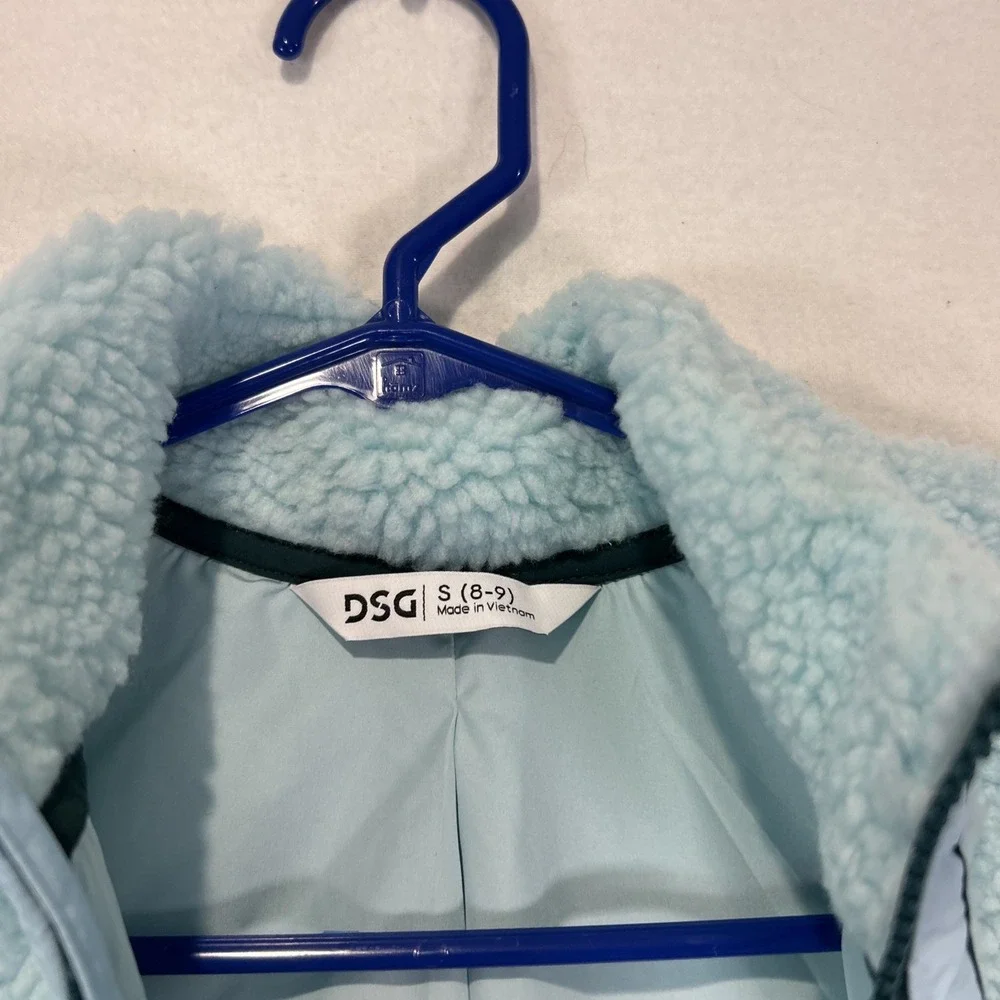 DSG Girls Small 8-9 Cozy Fleece Full Zip Sherpa Jacket Shoreside Blue Teal NEW